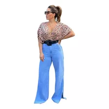 Calça Bebela Jeans Pantalona Com Fenda Tam 38