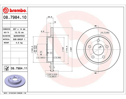 1.disco Solido Izquierdo O Derecho Trasero Taurus 93/05 Foto 2