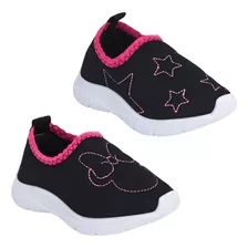 Kit 2 Pares Tenis Infantil Meninas Feminino Bordado Baby