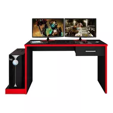 Escrivaninha Gamer Móveis Leão Drx 9000 Mdp De 127cm X 75cm X 53cm Preto/vermelho