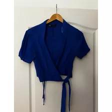 Camisa Tipo Top Zara Azul Francia Talle 28