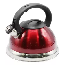 Chaleira A5 Aço Inox Fundo Duplo C/ Apito 3l Vermelho