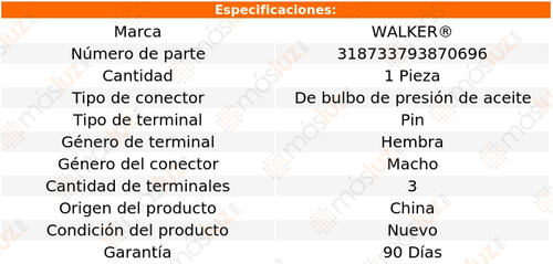 1) Conector Bulbo Presin Aceite Impala V6 3.5l 06/11 Walker Foto 3
