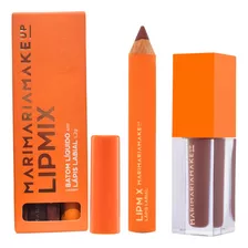 Kit Lapis P/ Labios Mari Maria Batom Liquido Mix Lip Acabamento Mate Cor Marrom Lush