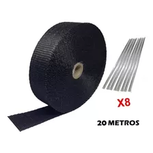 Fita Térmica Termotape Preta Escape 20 Metros + 08 Zip Tie 