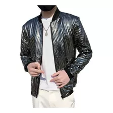 Chaqueta De Hip-hop Bomber Sequin Shiny Para Hombre