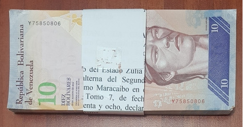 Paca De 100 Billetes De Diez Bs. Sin Circular. 