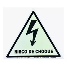 Placa Sinalização Risco De Choque Triangular Fotoluminescent