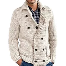 Suéter Masculino Cardigan Lapela Manga Longa