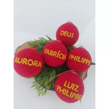 Bola Com Nome Personalizado Para Árvore De Natal - Amigurumi