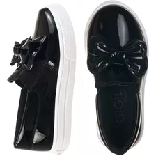 Tenis Feminino Infantil Casual Slip-on Laço Nó Confortável