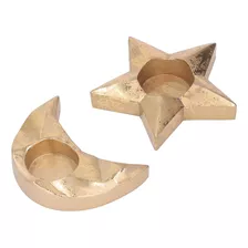 Suporte De Vela Golden Moon Golden Star Shape Hole Design