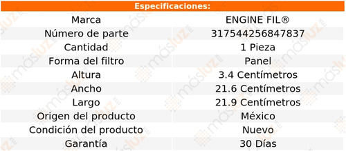 1- Filtro De Aire Impreza 4 Cil 2.0l 2012/2015 Engine Fil Foto 2