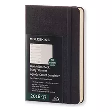 Cuaderno Semanal Moleskine, 18 M, Bolsillo, Negro, Tapa Dura