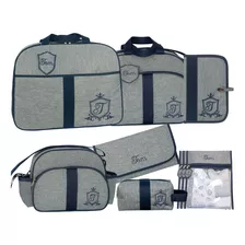 Kit Bolsa De Bebê Saida De Maternidade Bordado Chaveiro 7 Pç