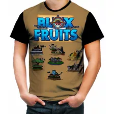Camiseta Blox Fruits Mapa Fruta Jogo Roblox Infantil 