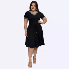 Vestido Midi Soltinho Rodado Curto Manga Curta Plus Size Gg