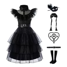 Disfraz De Halloween Vestido De Merlina Niña Wednesday Addams Disfraces Para Fiestas Cosplay Para Niños 