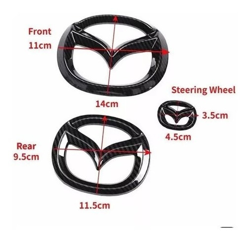 Kit 3 Emblemas Fibra Carbono Mazda 3 2019 2020 2021 22 2023 Foto 3