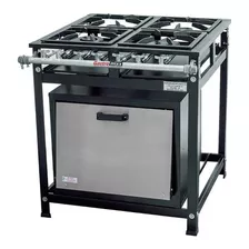 Fogão Industrial 4 Bocas Com Forno Tampa Inox Gastromixx