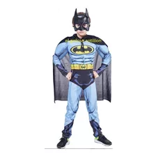 Disfraz Batman Con Musculo Máscara Y Capa Para Niños Fiesta
