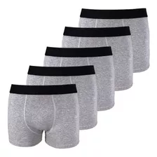 Kit 5 Cuecas Boxer Box Cotton Algodão Lisa Básica Casual