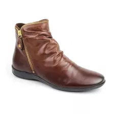 Bota Coturno Perlatto F811 Feminina Mogno Rasteira Couro 21