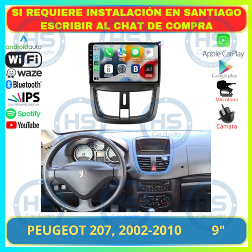 Radio 9 Pulgadas Android Auto Carplay Peugeot 207, 2002-2010 Foto 2