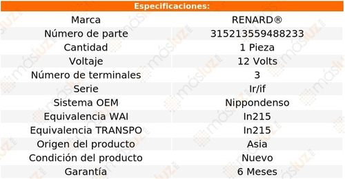 Regulador Alternador Acura Slx 3.2l 6 Cil 96/97 Renard Foto 2