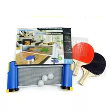 Kit Ping Pong Portatil 2 Paletas + Pelotas + Red Retráctil 