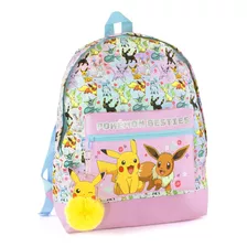 Pokemon Mochila Pikachu Eevee Besties - Bolsa Rosa Con Purp.