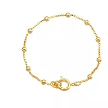 Pulseira Folheada A Ouro 18k Semi Joia Com Bolinhas - Adulto