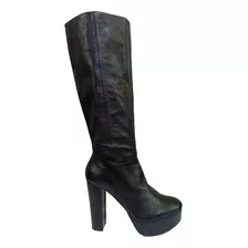 Botas Negras Nine West Largas Con Taco Y Plataforma, 39-40