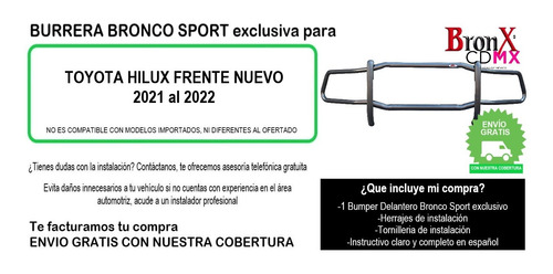 Bumper Delantero Bronco Sport Toyota Hilux 2021-2023 Foto 5
