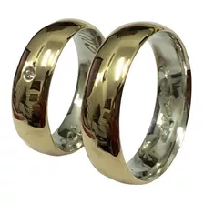 Par Aliança Prata 925 Revestida Em Ouro 18k 6mm Casamento