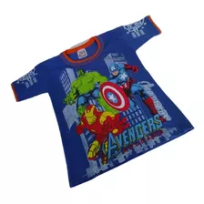 Polo Manga Corta De Niño Avengers En Azul