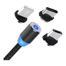 Cable Magnetico 3 En 1 Tipo C Micro Usb iPhone Cargador Celu