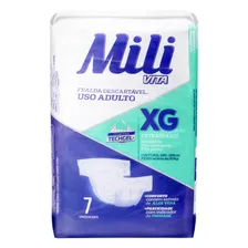 Fraldas Para Adultos Mili Xg C 56 Und (8 Pcte C 7 Und)