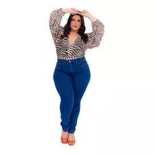 Kit 2 Calça Jeans Feminina Top Plus Size Cintura Alta Lycra