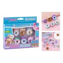 6 Mini Borrachas Donuts Desmontável Kawaii Papelaria Fofa Cor Coloridos