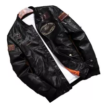 Jaqueta De Couro Aviador Masculino De Couro De Motociclista