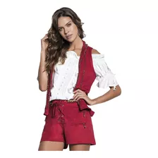 Colete Vermelho Suede Bordado Avizo Wear Tam 38