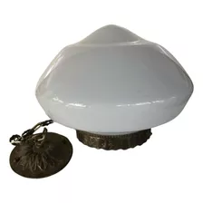 Cúpula Lustre Com Pendente Opalina Antigo Anos 60