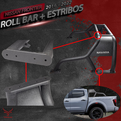 Estribos Roll Bar Np300 Frontier Doble Cabina 2016-23 Torus Foto 5