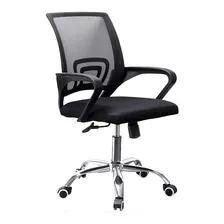 Silla De Escritorio Daza Wn802blk Oficina Ergonómica Negra Con Tapizado De Tela Y Mesh Aluminio