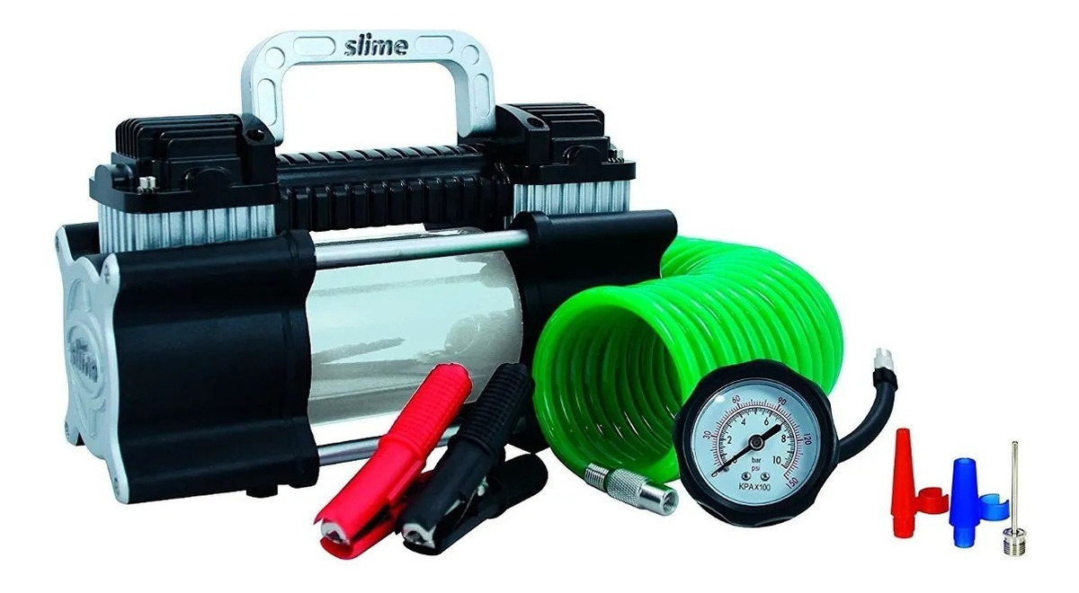 Compresor De Aire A Batería Slime 40026 1l 1hp Plateado/negro