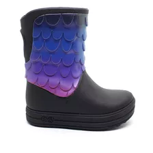 Bota Plugt Menina Galocha Infantil Sereia Rosa Preto Roxo