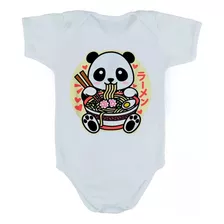 Body Manga Curta Bebê Bodie Panda Lamen Japones