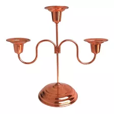 Castiçal Em Cobre 3 Velas Candelabro