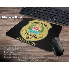 Mouse Pad Preto Polícia Civil Minas Gerais Com Seu Nome